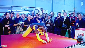 Girls get wild at french erotic convention sex party